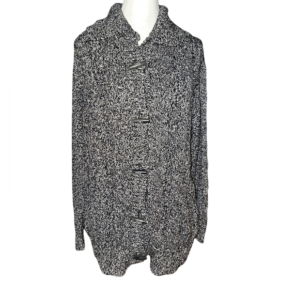 L.L. Bean Sweaters - LL Bean Black Marled Toggle Button Cardigan Sweater Womens Cotton Sz PXL